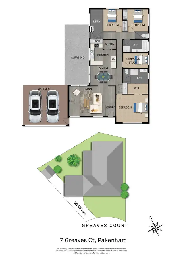 Floorplan of Homely house listing, 7 Greaves Court, Pakenham VIC 3810