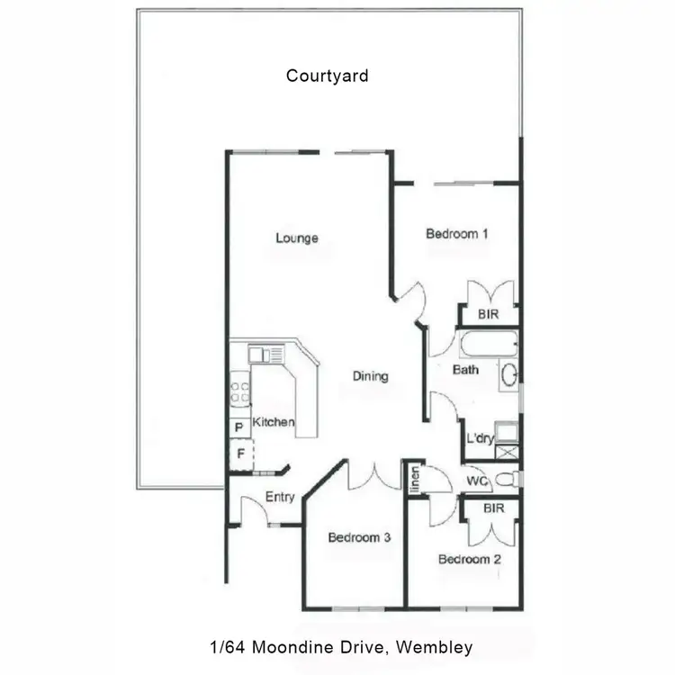 Floorplan of Homely unit listing, 1/64 Moondine Drive, Wembley WA 6014