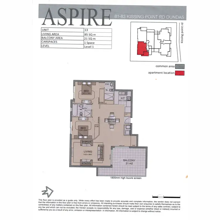 Floorplan of Homely apartment listing, 13/81-83 Kissing Point Road, Dundas NSW 2117