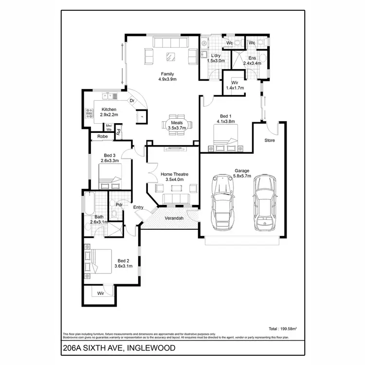 Floorplan of Homely house listing, 206A Sixth Avenue, Inglewood WA 6052