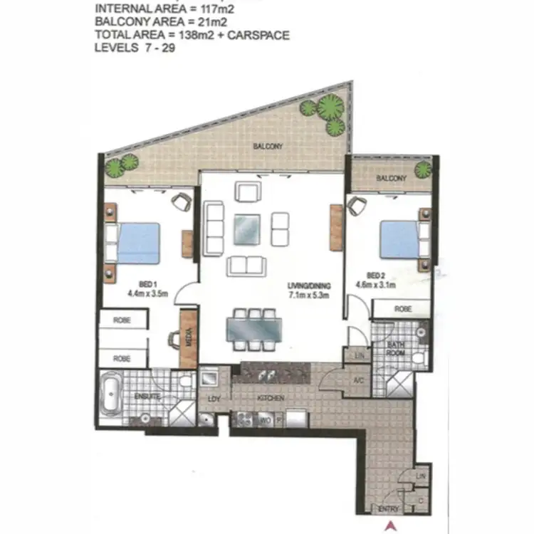 Floorplan of Homely unit listing, 1706/1 Como Crescent, Southport QLD 4215