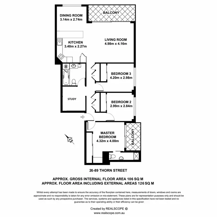Floorplan of Homely apartment listing, 26/89 Thorn Street, Kangaroo Point QLD 4169