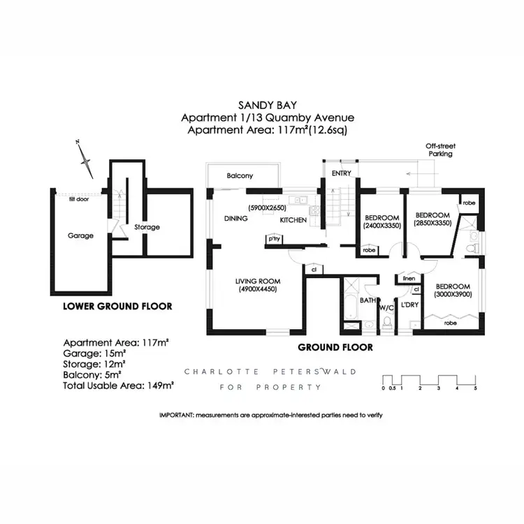 Floorplan of Homely flat listing, 1/13 Quamby Avenue, Sandy Bay TAS 7005
