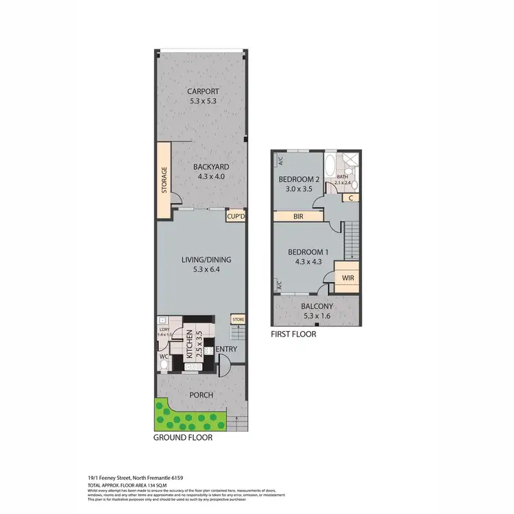 Floorplan of Homely townhouse listing, 19/1 Feeney Street, North Fremantle WA 6159