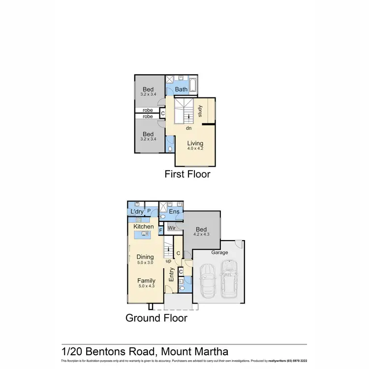 Floorplan of Homely townhouse listing, 1 & 2/20 Bentons Road, Mount Martha VIC 3934