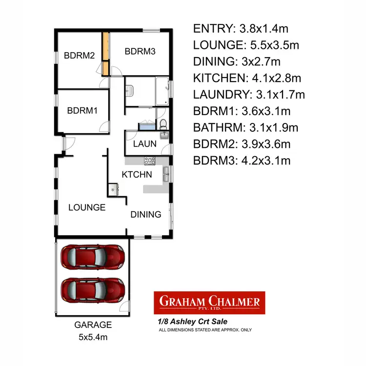 Floorplan of Homely unit listing, 1/8 Ashley Court, Sale VIC 3850