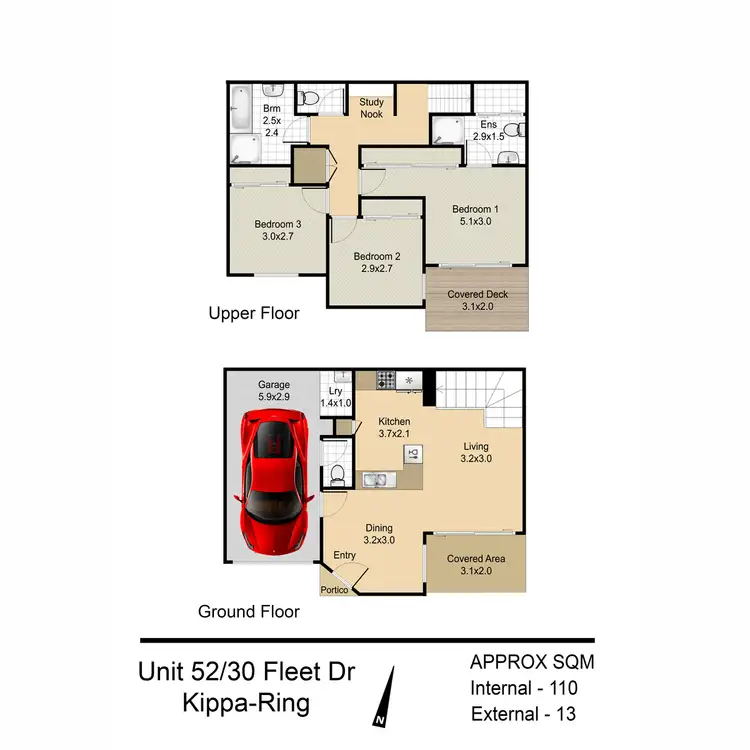 Floorplan of Homely townhouse listing, 52/30-42 Fleet Drive, Kippa-ring QLD 4021