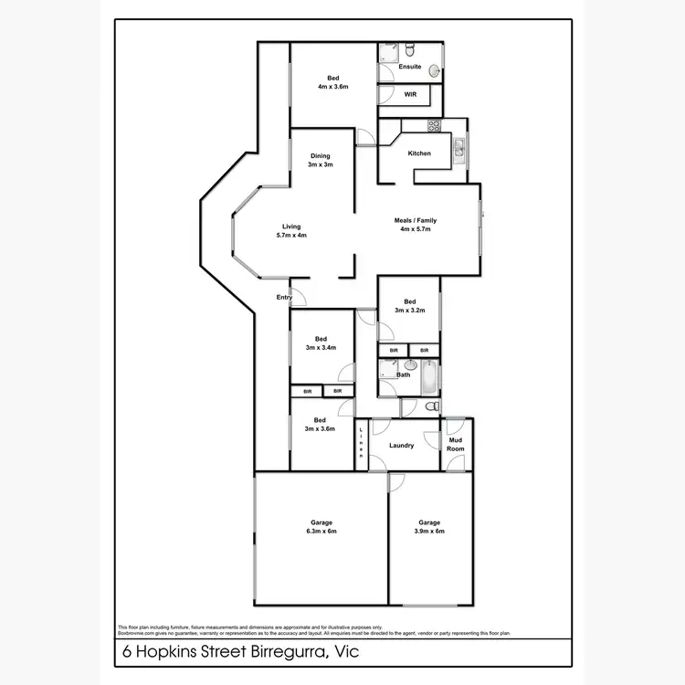 Floorplan of Homely house listing, 6 Hopkins Street, Birregurra VIC 3242