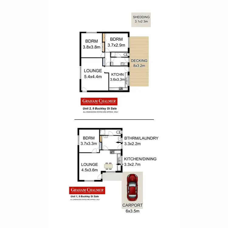 Floorplan of Homely unit listing, 1 & 2/9 Buckley Street, Sale VIC 3850