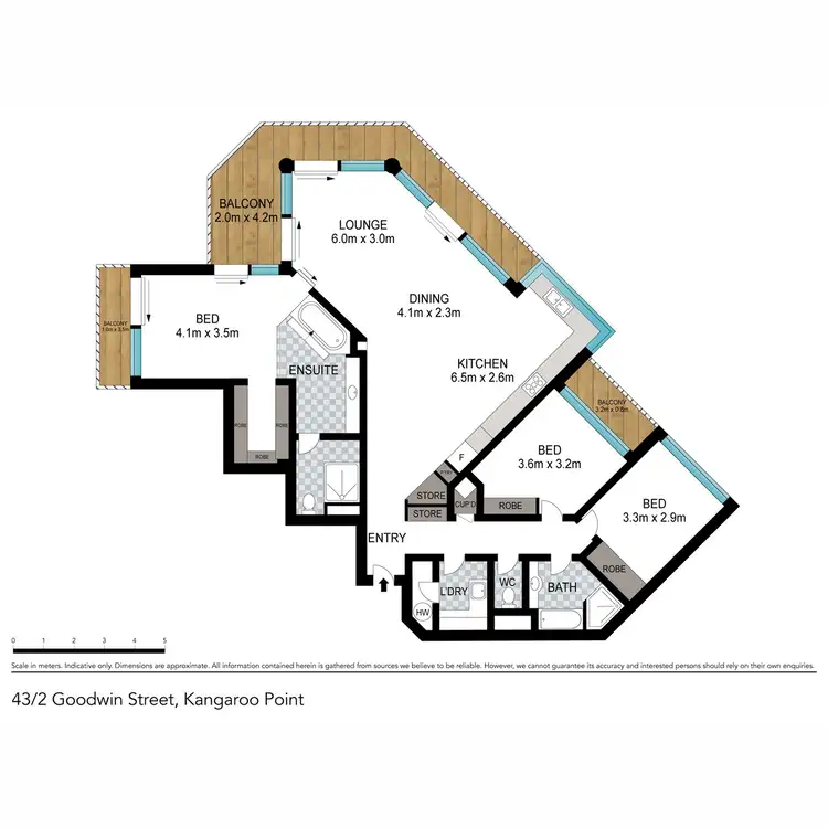 Floorplan of Homely apartment listing, 43/2 Goodwin Street, Kangaroo Point QLD 4169