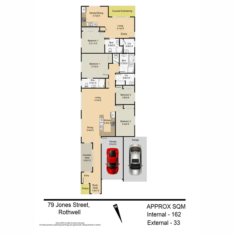 Floorplan of Homely semi-detached listing, 79 Jones Street, Rothwell QLD 4022
