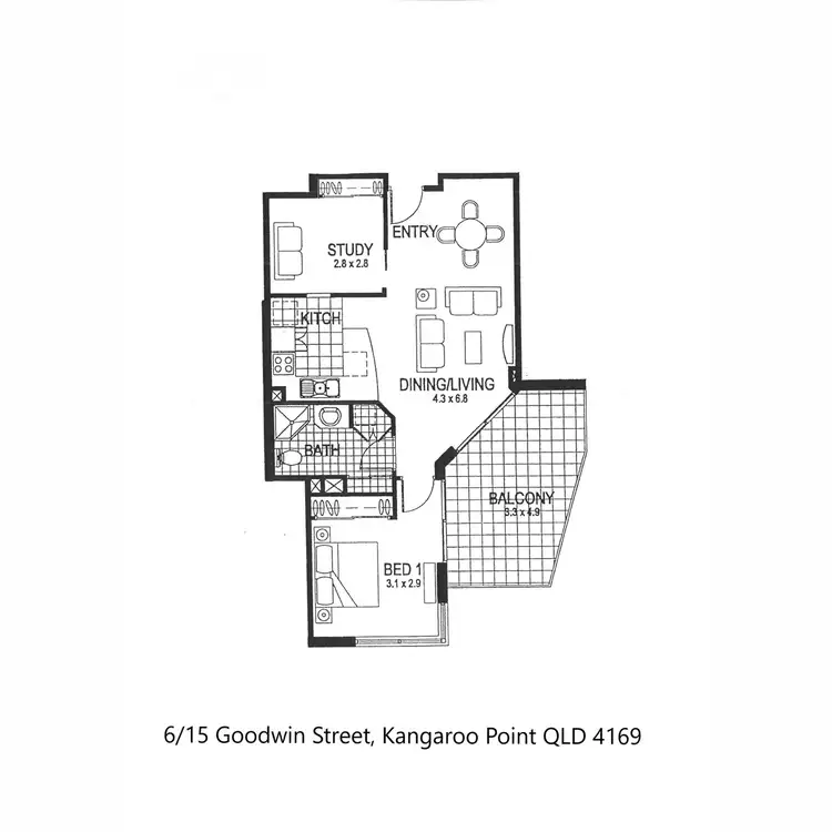 Floorplan of Homely apartment listing, 6/15 Goodwin Street, Kangaroo Point QLD 4169