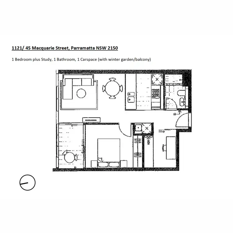 Floorplan of Homely apartment listing, 1121/45 Macquarie Street, Parramatta NSW 2150