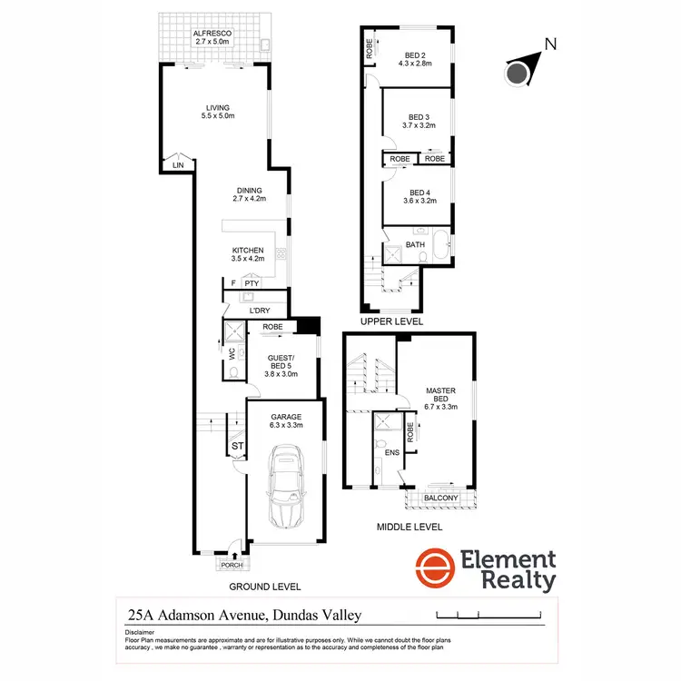 Floorplan of Homely semi-detached listing, 25A Adamson Avenue, Dundas Valley NSW 2117