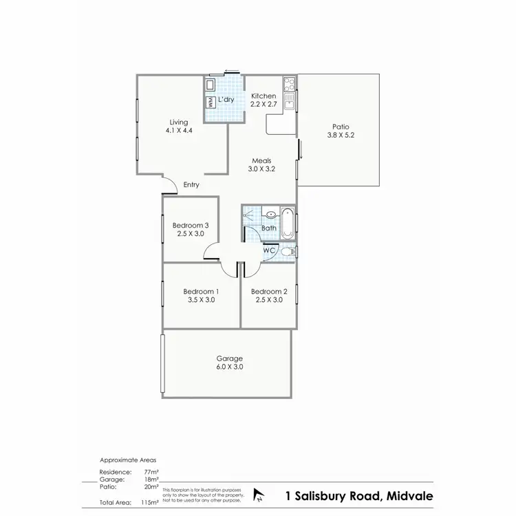 Floorplan of Homely semi-detached listing, 1A and 1B Salisbury Road, Midvale WA 6056