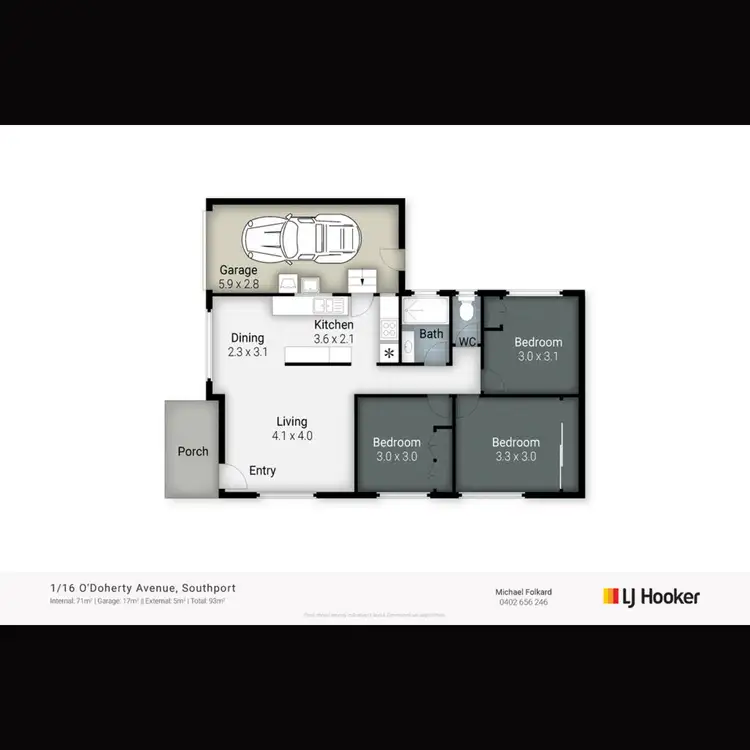 Floorplan of Homely semi-detached listing, 1/16 O'Doherty Avenue, Southport QLD 4215