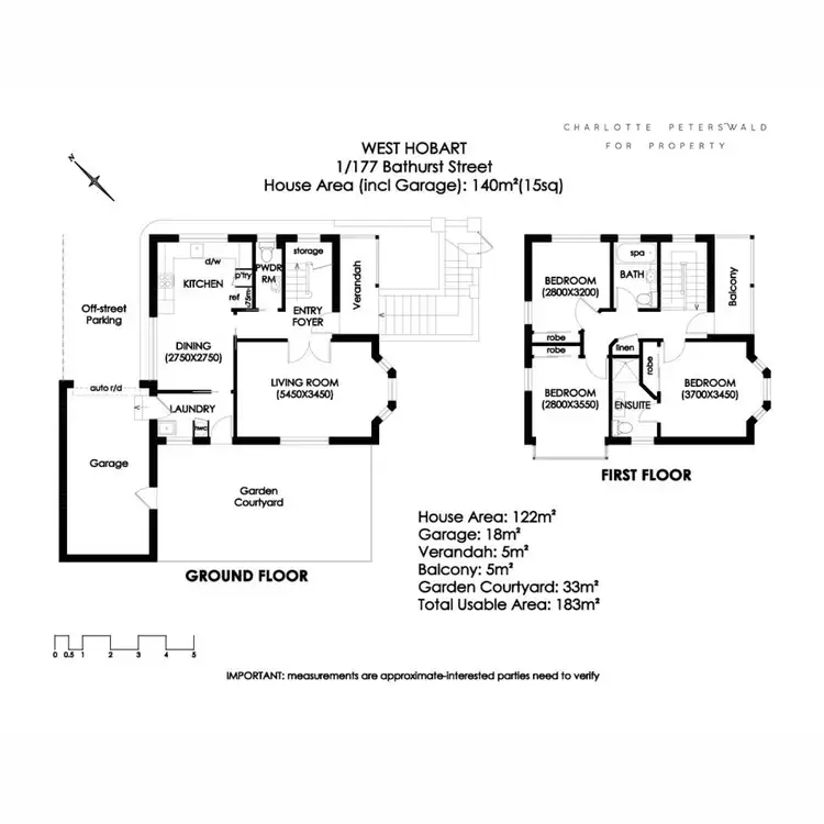 Floorplan of Homely townhouse listing, 1/177 Bathurst Street, Hobart TAS 7000