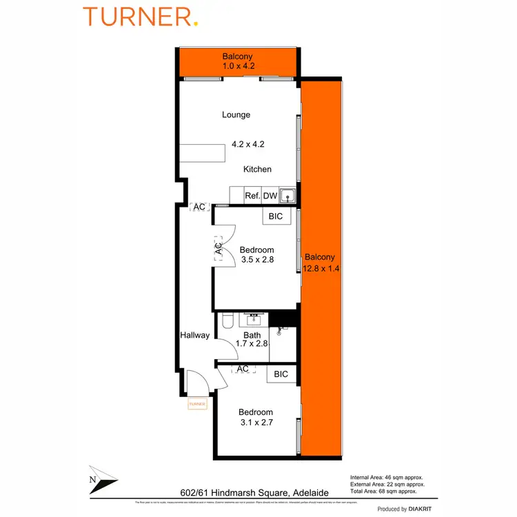 Floorplan of Homely apartment listing, 602/61 Hindmarsh Square, Adelaide SA 5000