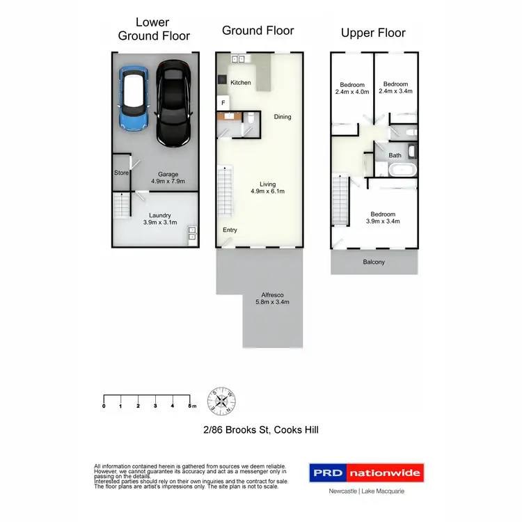 Floorplan of Homely townhouse listing, 2/86 Brooks Street, Cooks Hill NSW 2300