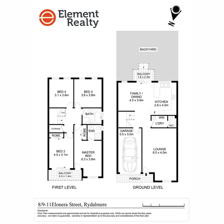 Floorplan of Homely townhouse listing, 8/9-11 Elonera Street, Rydalmere NSW 2116