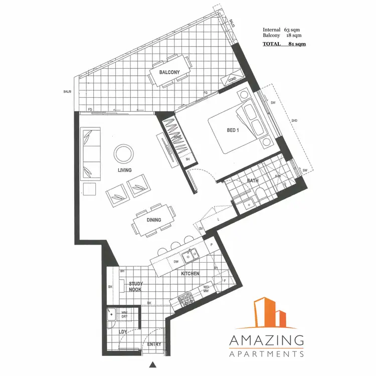 Floorplan of Homely apartment listing, 511/50 Connor Street, Kangaroo Point QLD 4169