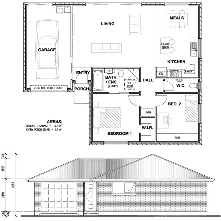 Floorplan of Homely unit listing, 2/90 Menin Drive, Brighton TAS 7030