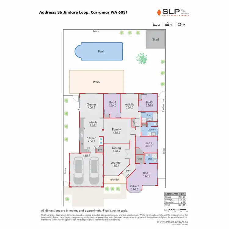 Floorplan of Homely house listing, 36 Jindare Loop, Carramar WA 6031