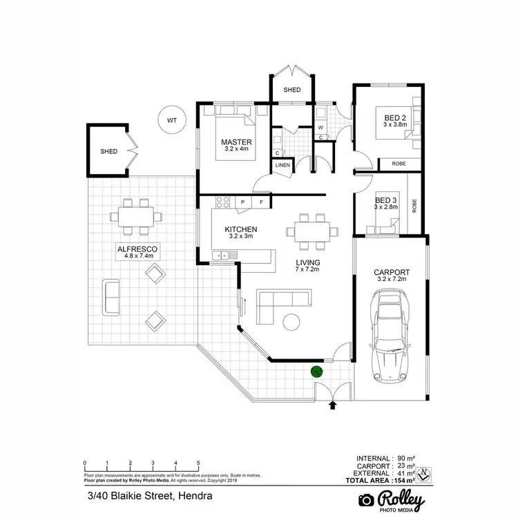 Floorplan of Homely townhouse listing, 3/40 Blaikie Street, Hendra QLD 4011