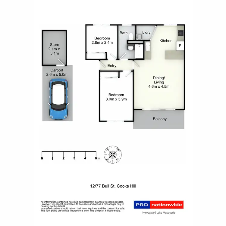 Floorplan of Homely unit listing, 12/77 Bull Street, Cooks Hill NSW 2300