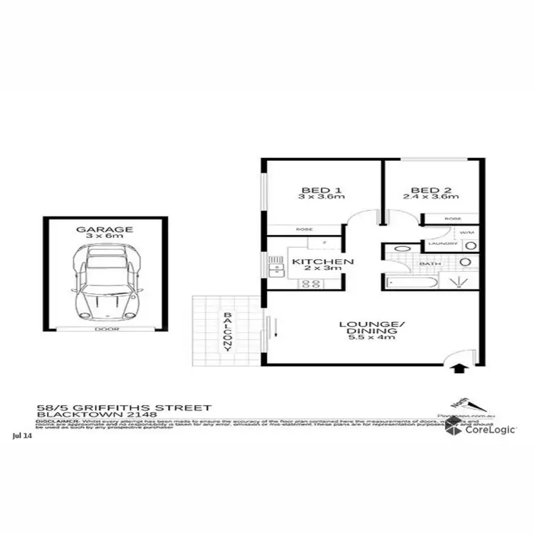 Floorplan of Homely unit listing, 58/5 Griffiths Street, Blacktown NSW 2148