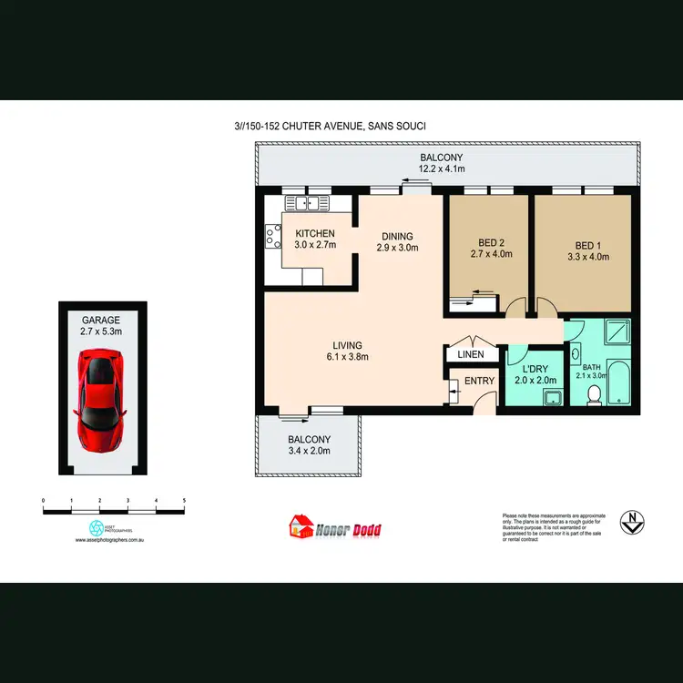 Floorplan of Homely apartment listing, 3/150-152 Chuter Avenue, Sans Souci NSW 2219
