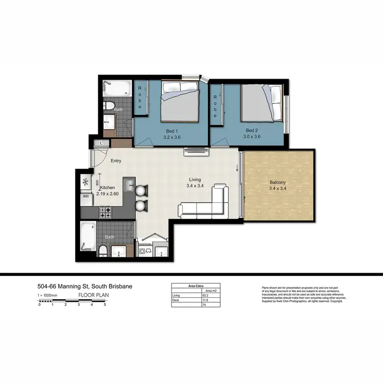 Floorplan of Homely unit listing, 504/66 Manning Street, South Brisbane QLD 4101