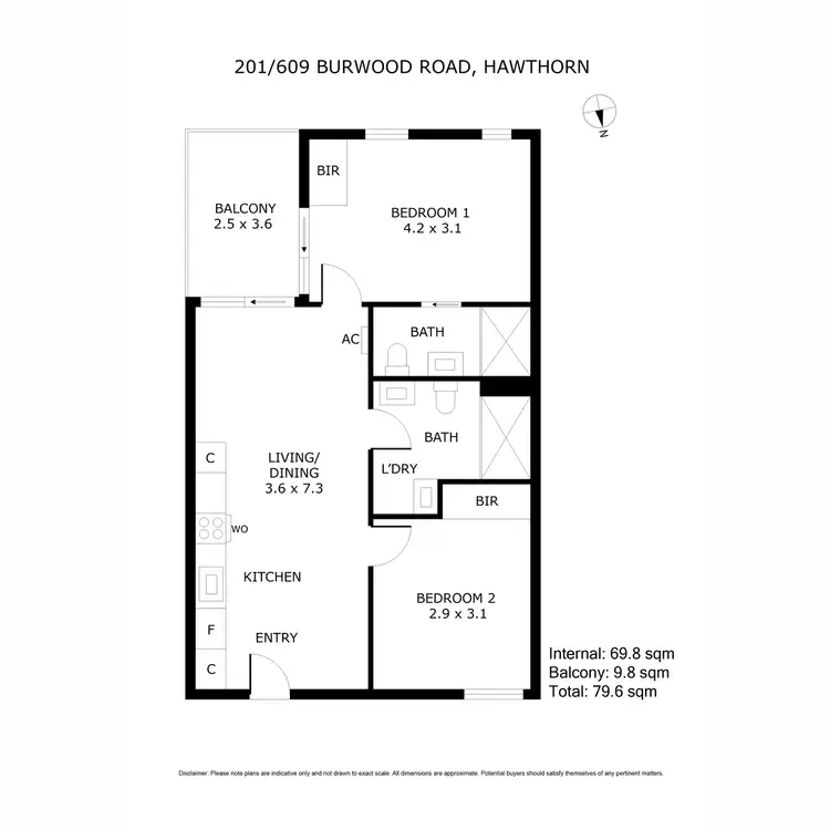 Floorplan of Homely apartment listing, 201/609 Burwood Road, Hawthorn VIC 3122