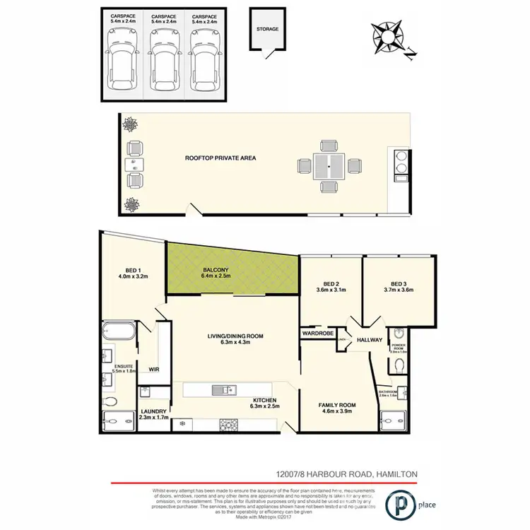 Floorplan of Homely apartment listing, 12007/8 Harbour Road, Hamilton QLD 4007
