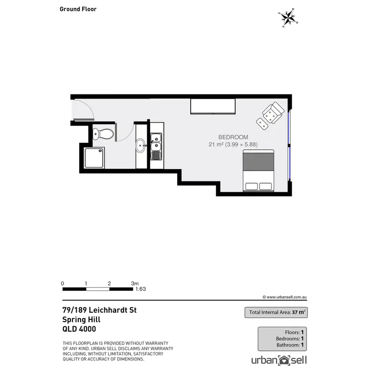 Floorplan of Homely studio listing, 79/189 Leichhardt Street, Spring Hill QLD 4000