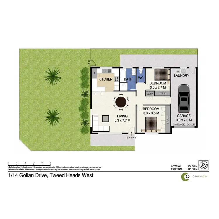 Floorplan of Homely semi-detached listing, 1/14 Gollan Drive, Tweed Heads West NSW 2485