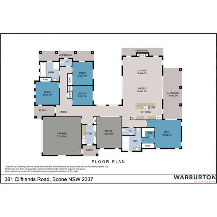 Floorplan of Homely rural property listing, 381 Cliftlands Road, Scone NSW 2337