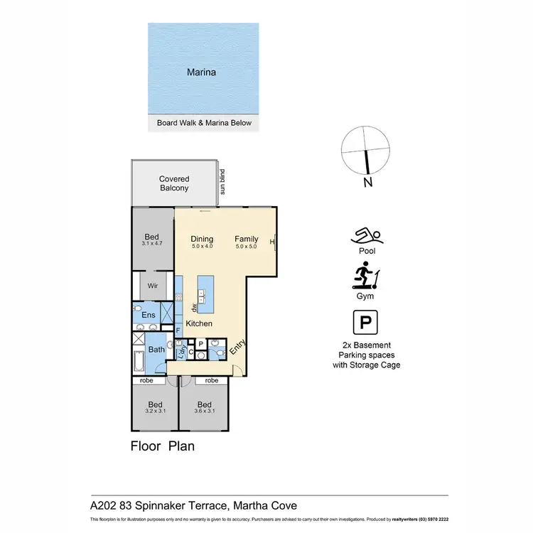 Floorplan of Homely apartment listing, A202/83 Spinnaker Terrace, Safety Beach VIC 3936