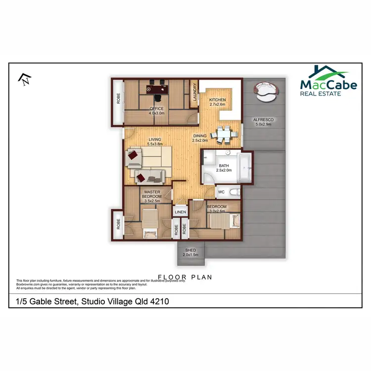Floorplan of Homely semi-detached listing, 1/5 Gable Street, Oxenford QLD 4210