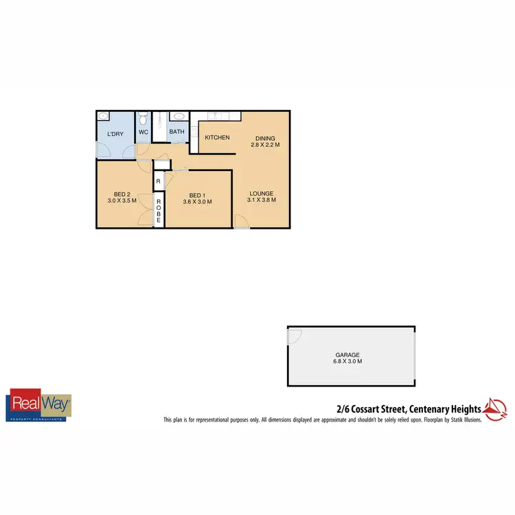 Floorplan of Homely unit listing, 2/6 Cossart Street, Centenary Heights QLD 4350