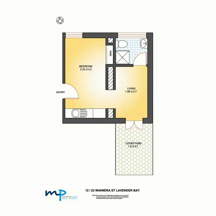 Floorplan of Homely studio listing, 12/23 Waiwera Street, Mcmahons Point NSW 2060