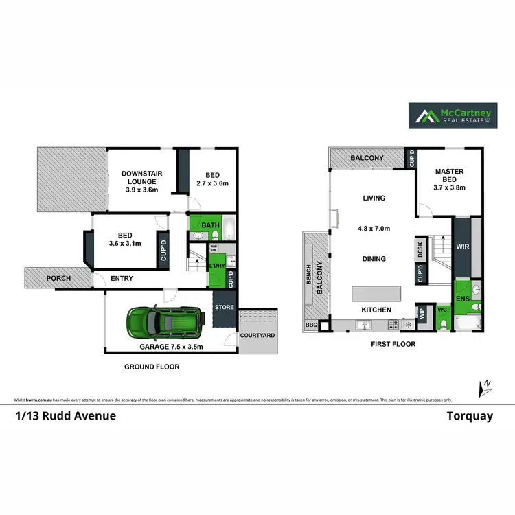 Floorplan of Homely townhouse listing, 1/13 Rudd Avenue, Torquay VIC 3228