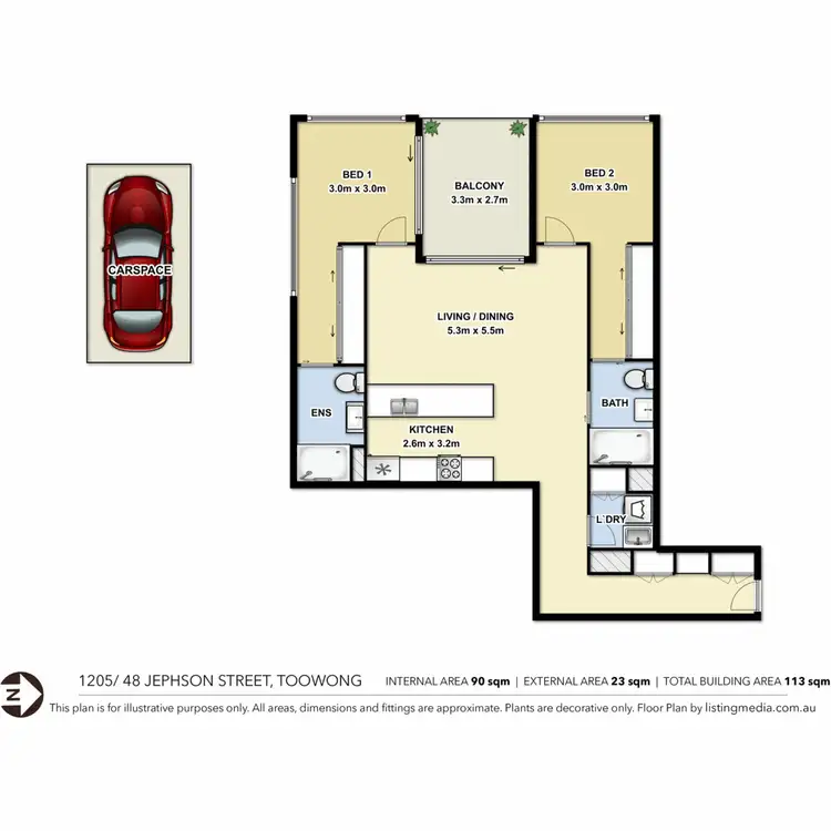 Floorplan of Homely apartment listing, 1205/48 Jephson Street, Toowong QLD 4066