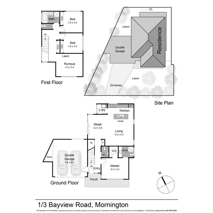 Floorplan of Homely townhouse listing, 1/3 Bayview Road, Mornington VIC 3931