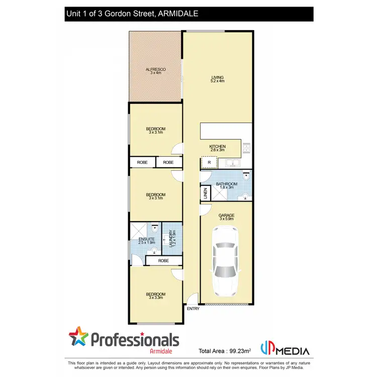 Floorplan of Homely unit listing, 1/3 Gordon Street, Armidale NSW 2350