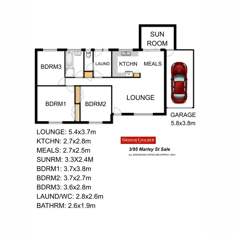 Floorplan of Homely townhouse listing, 3/95 Marley Street, Sale VIC 3850