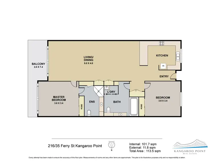 Floorplan of Homely apartment listing, 216/35 Prospect Street, Kangaroo Point QLD 4169