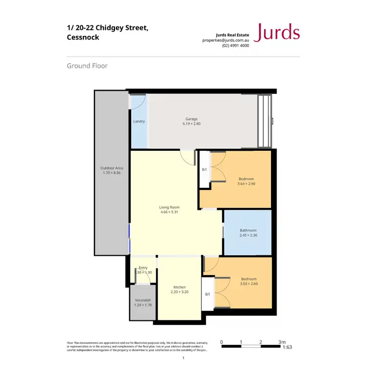 Floorplan of Homely unit listing, 1/20-22 Chidgey Street, Cessnock NSW 2325