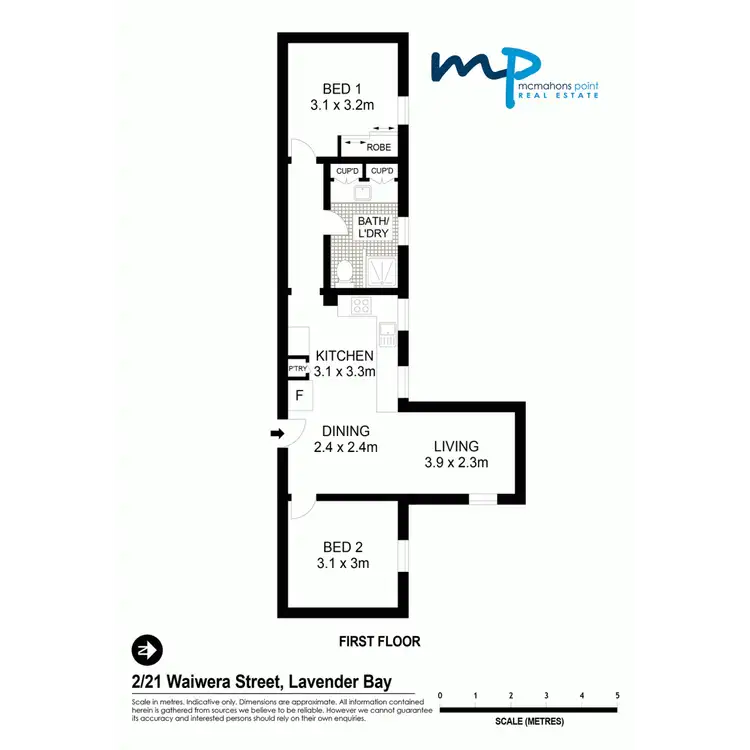 Floorplan of Homely apartment listing, 2/21 Waiwera Street, Lavender Bay NSW 2060