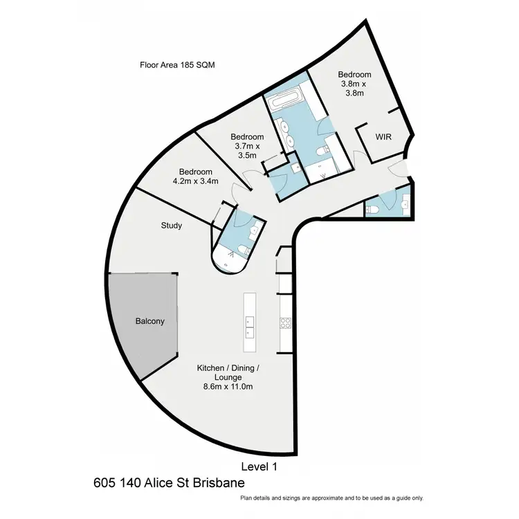 Floorplan of Homely apartment listing, 605/140 Alice Street, Brisbane City QLD 4000